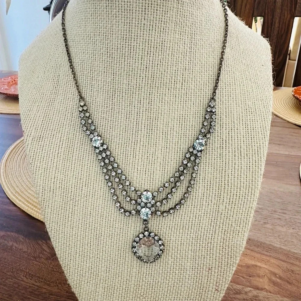 Y2K Vintage dainty rhinestone elegant sparkling necklace